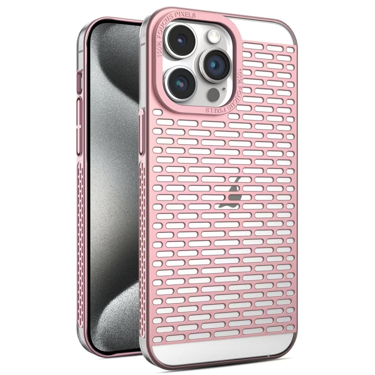 For iPhone 15 Pro Hollow Matte Electroplated PC Heat Dissipation Phone Case
