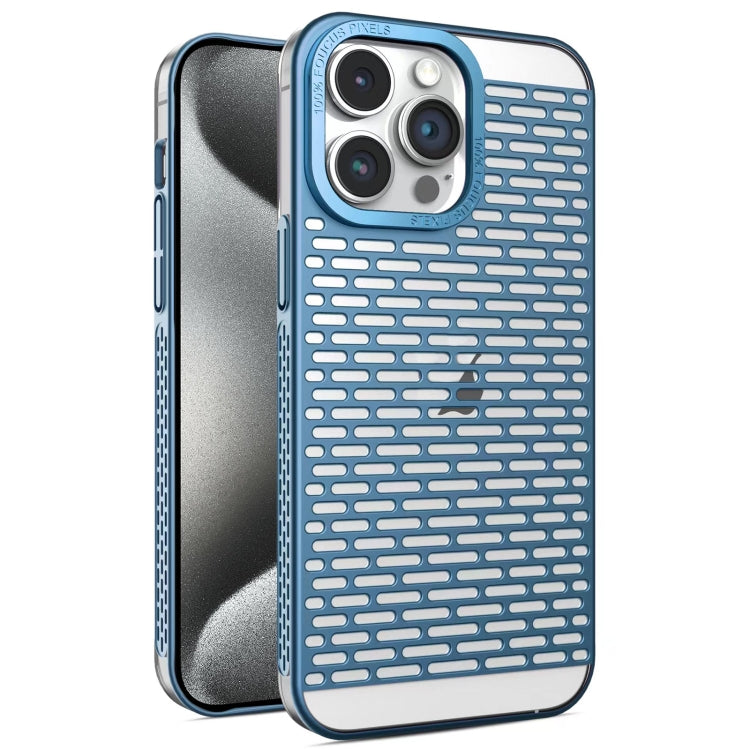 For iPhone 15 Pro Hollow Matte Electroplated PC Heat Dissipation Phone Case