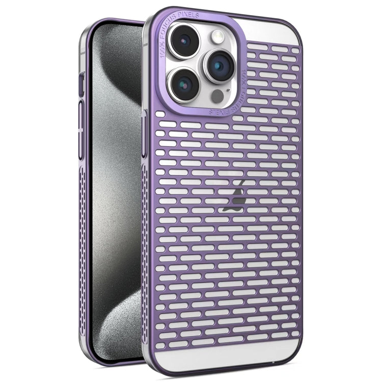 For iPhone 15 Pro Hollow Matte Electroplated PC Heat Dissipation Phone Case