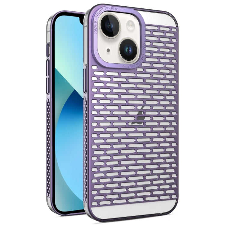 For iPhone 14 / 13 Hollow Matte Electroplated PC Heat Dissipation Phone Case