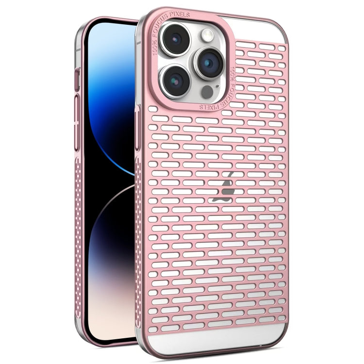 For iPhone 14 Pro Hollow Matte Electroplated PC Heat Dissipation Phone Case