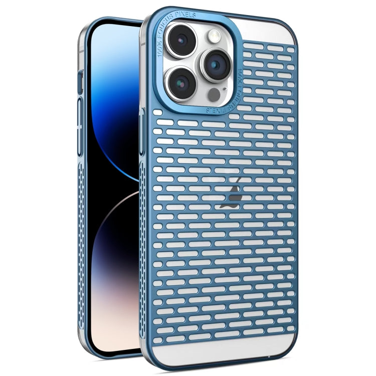 For iPhone 14 Pro Hollow Matte Electroplated PC Heat Dissipation Phone Case