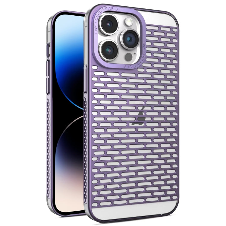 For iPhone 14 Pro Hollow Matte Electroplated PC Heat Dissipation Phone Case