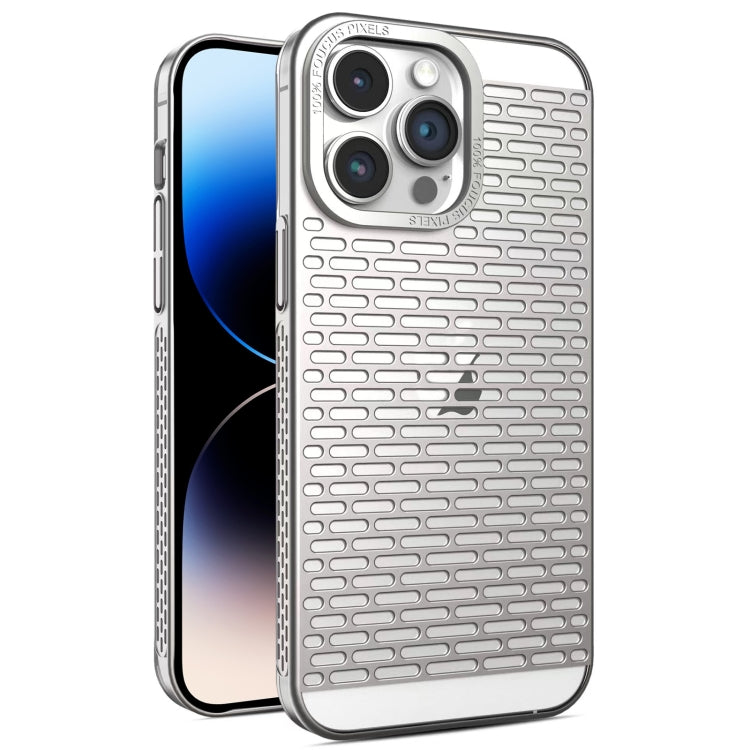 For iPhone 14 Pro Hollow Matte Electroplated PC Heat Dissipation Phone Case