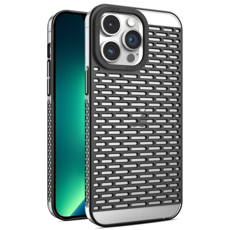 For iPhone 13 Pro Max Hollow Matte Electroplated PC Heat Dissipation Phone Case