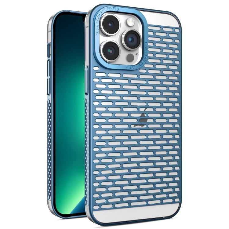 For iPhone 13 Pro Max Hollow Matte Electroplated PC Heat Dissipation Phone Case