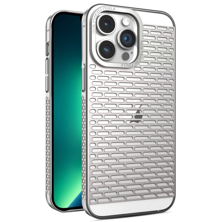 For iPhone 13 Pro Max Hollow Matte Electroplated PC Heat Dissipation Phone Case