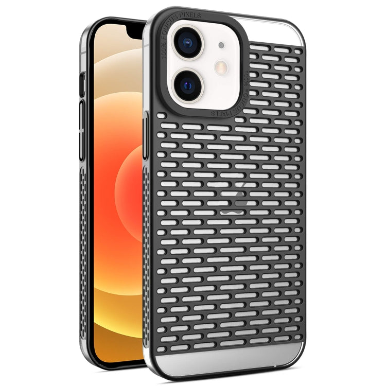 For iPhone 12 / 12 Pro Hollow Matte Electroplated PC Heat Dissipation Phone Case