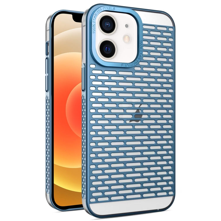 For iPhone 12 / 12 Pro Hollow Matte Electroplated PC Heat Dissipation Phone Case