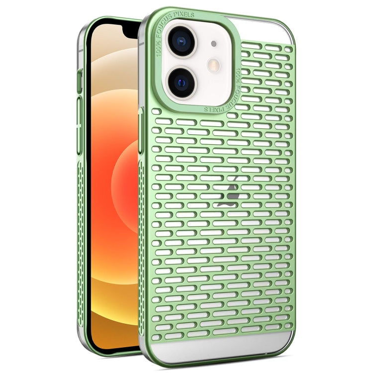For iPhone 12 / 12 Pro Hollow Matte Electroplated PC Heat Dissipation Phone Case