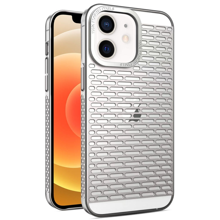 For iPhone 12 / 12 Pro Hollow Matte Electroplated PC Heat Dissipation Phone Case