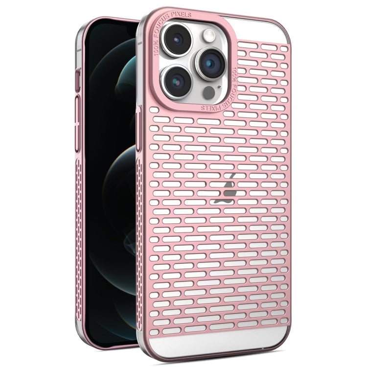 For iPhone 12 Pro Max Hollow Matte Electroplated PC Heat Dissipation Phone Case