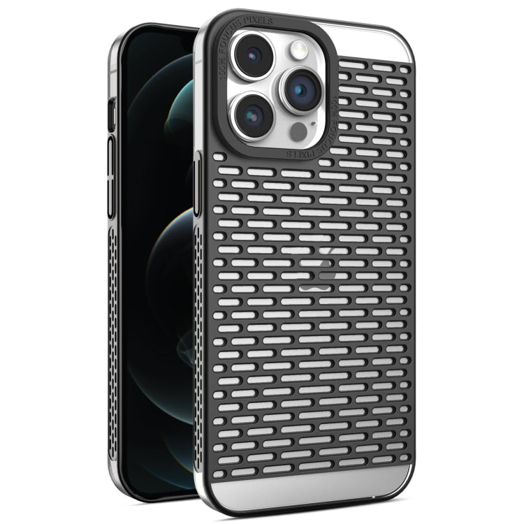For iPhone 12 Pro Max Hollow Matte Electroplated PC Heat Dissipation Phone Case