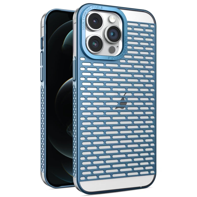 For iPhone 12 Pro Max Hollow Matte Electroplated PC Heat Dissipation Phone Case