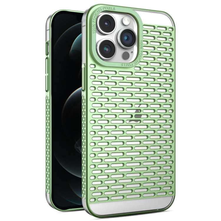 For iPhone 12 Pro Max Hollow Matte Electroplated PC Heat Dissipation Phone Case