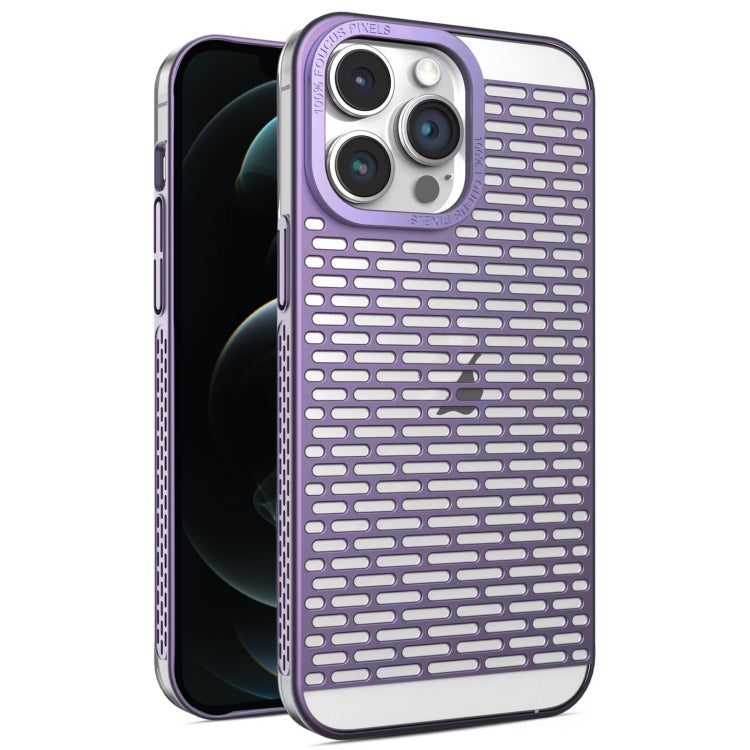 For iPhone 12 Pro Max Hollow Matte Electroplated PC Heat Dissipation Phone Case