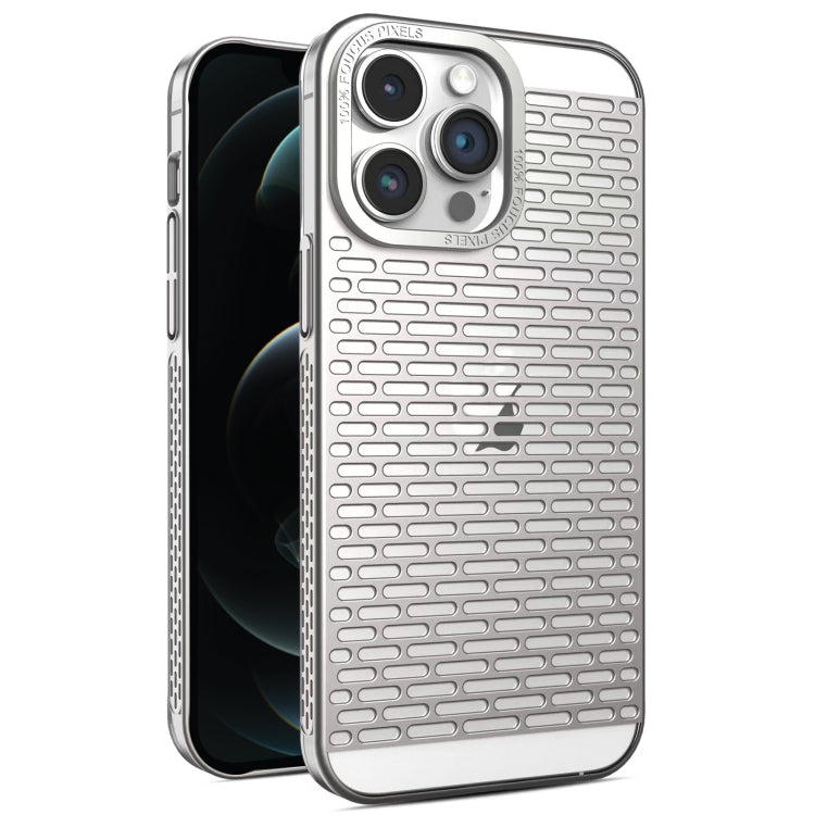 For iPhone 12 Pro Max Hollow Matte Electroplated PC Heat Dissipation Phone Case