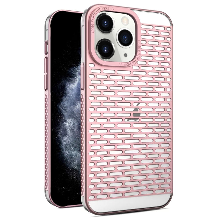 For iPhone 11 Pro Max Hollow Matte Electroplated PC Heat Dissipation Phone Case
