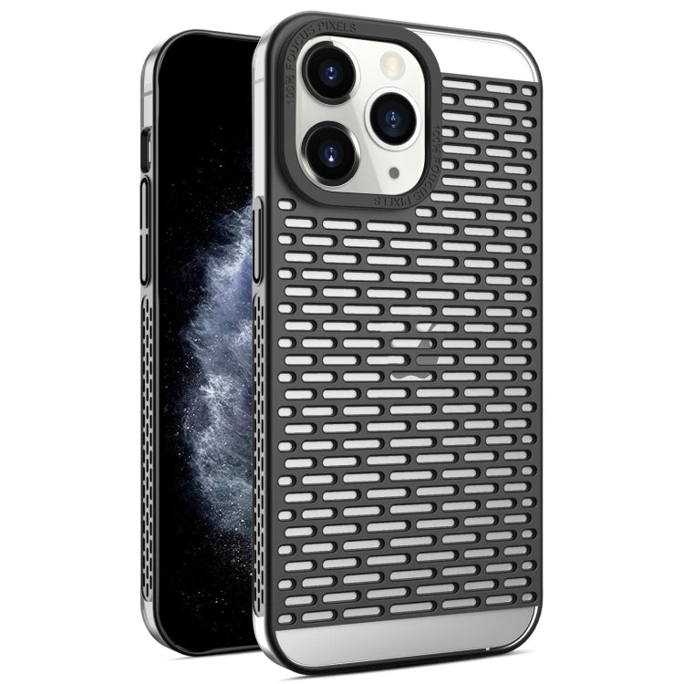 For iPhone 11 Pro Max Hollow Matte Electroplated PC Heat Dissipation Phone Case