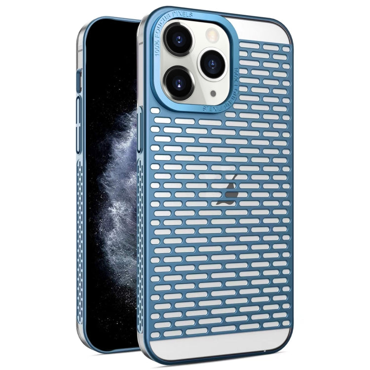 For iPhone 11 Pro Max Hollow Matte Electroplated PC Heat Dissipation Phone Case