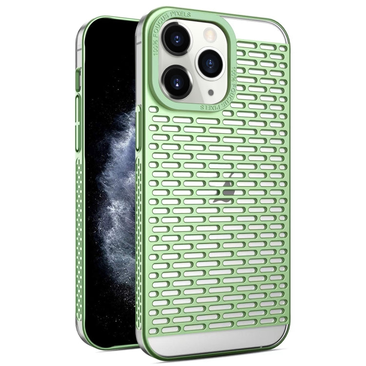 For iPhone 11 Pro Max Hollow Matte Electroplated PC Heat Dissipation Phone Case