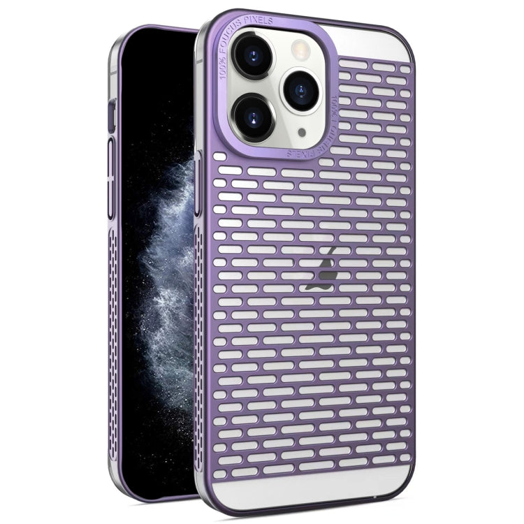 For iPhone 11 Pro Max Hollow Matte Electroplated PC Heat Dissipation Phone Case