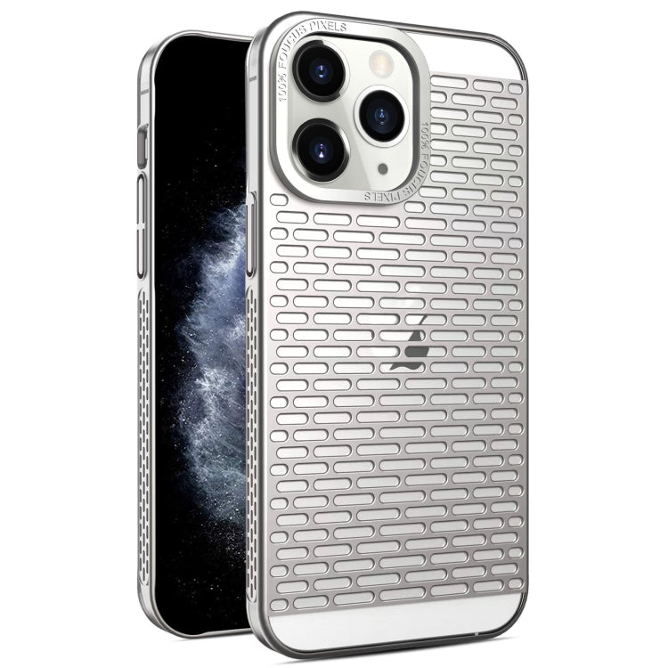 For iPhone 11 Pro Max Hollow Matte Electroplated PC Heat Dissipation Phone Case
