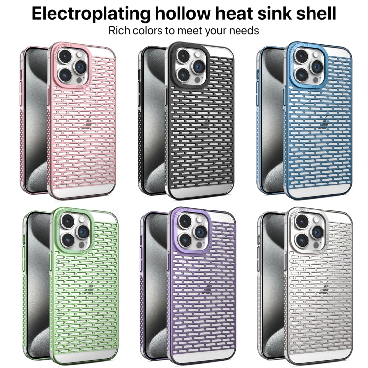 For iPhone 15 Pro Hollow Matte Electroplated PC Heat Dissipation Phone Case