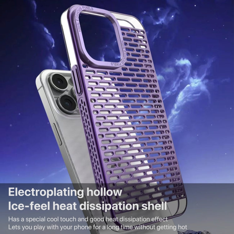 For iPhone 15 Hollow Matte Electroplated PC Heat Dissipation Phone Case