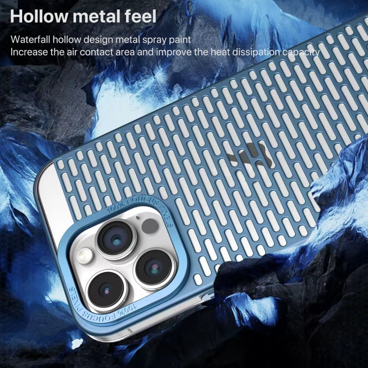 For iPhone 15 Hollow Matte Electroplated PC Heat Dissipation Phone Case
