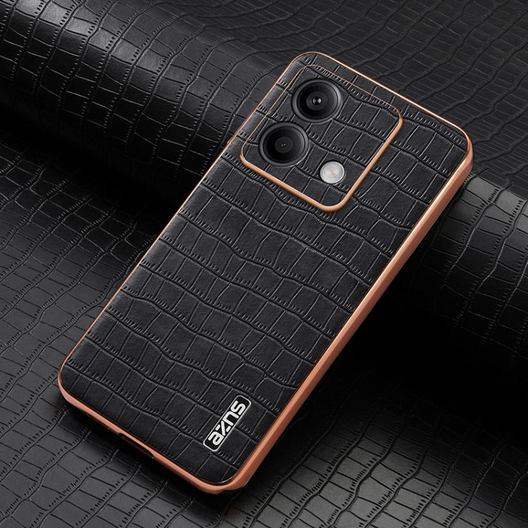 For Redmi Note 13 5G AZNS Electroplated Frame Crocodile Texture Full Coverage Phone Case