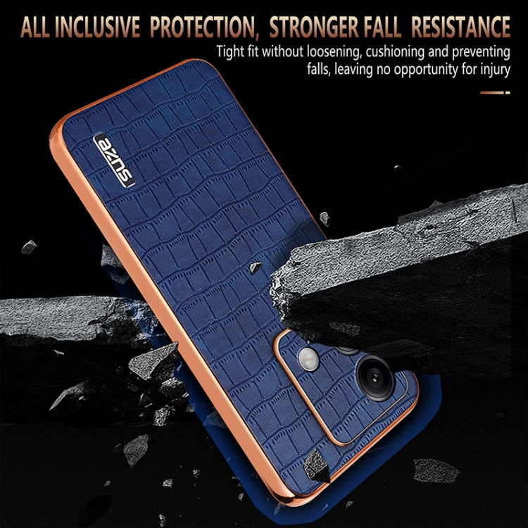 For Redmi Note 13 5G AZNS Electroplated Frame Crocodile Texture Full Coverage Phone Case