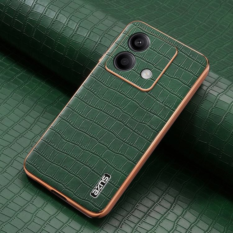 For Redmi Note 13 5G AZNS Electroplated Frame Crocodile Texture Full Coverage Phone Case
