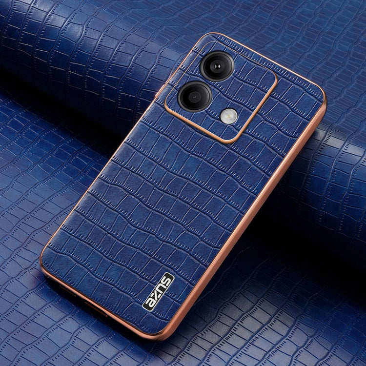 For Redmi Note 13 5G AZNS Electroplated Frame Crocodile Texture Full Coverage Phone Case