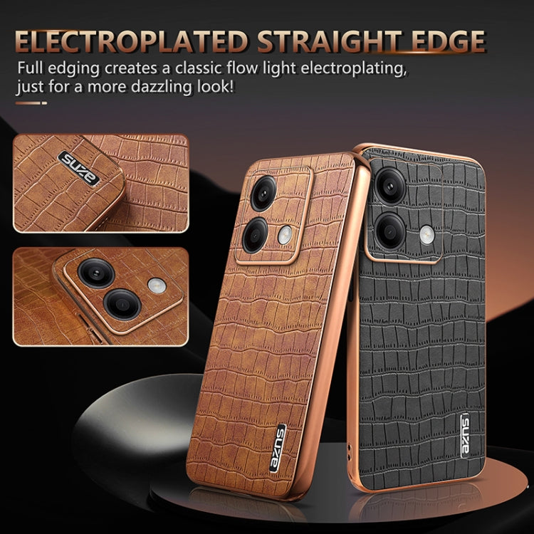 For Redmi Note 13 5G AZNS Electroplated Frame Crocodile Texture Full Coverage Phone Case