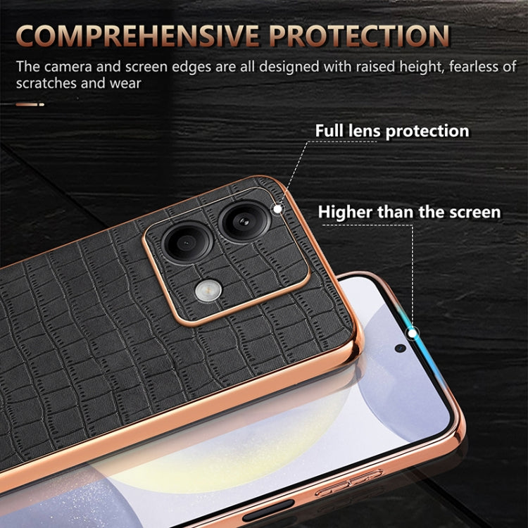 For Redmi Note 13 5G AZNS Electroplated Frame Crocodile Texture Full Coverage Phone Case