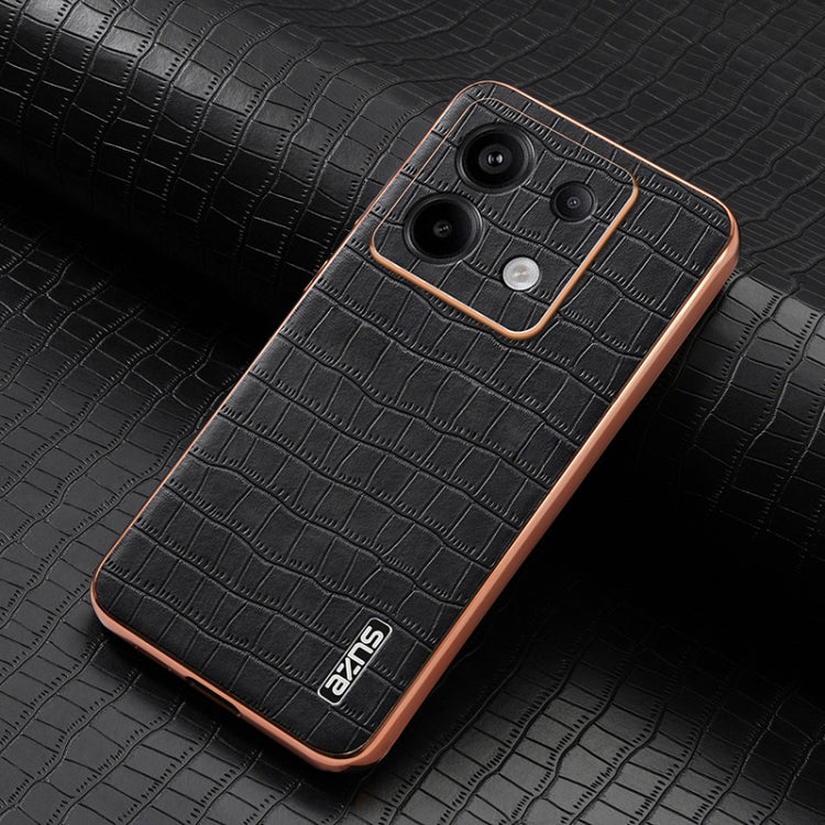 For Redmi Note 13 Pro 5G AZNS Electroplated Frame Crocodile Texture Full Coverage Phone Case