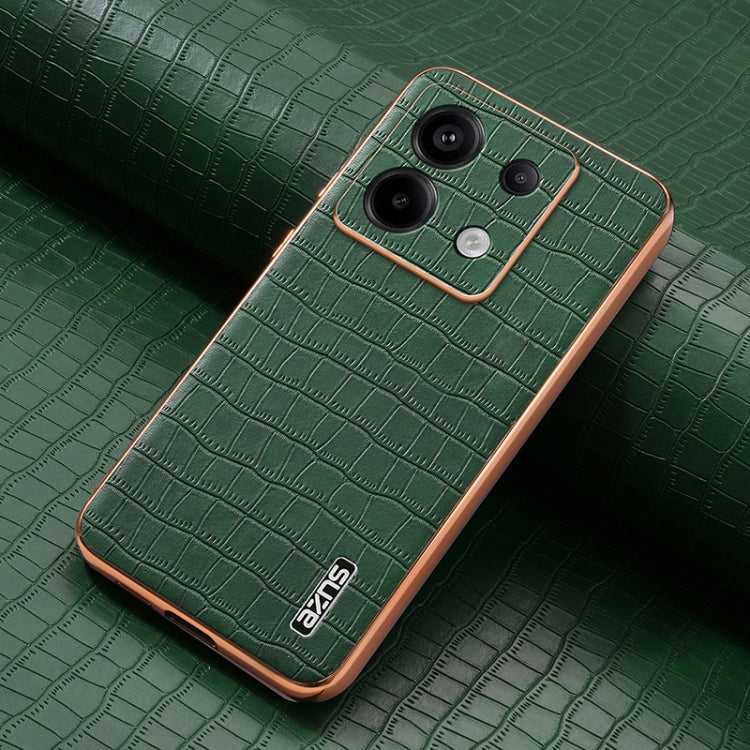 For Redmi Note 13 Pro 5G AZNS Electroplated Frame Crocodile Texture Full Coverage Phone Case