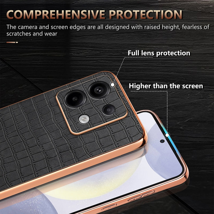 For Redmi Note 13 Pro 5G AZNS Electroplated Frame Crocodile Texture Full Coverage Phone Case