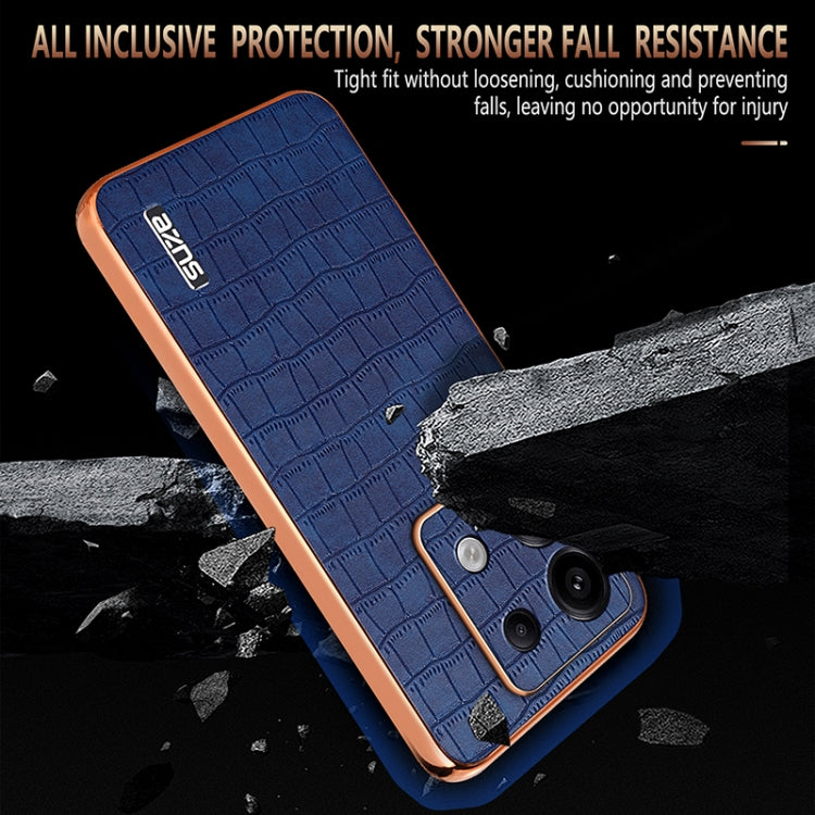 For Redmi Note 13 Pro 5G AZNS Electroplated Frame Crocodile Texture Full Coverage Phone Case