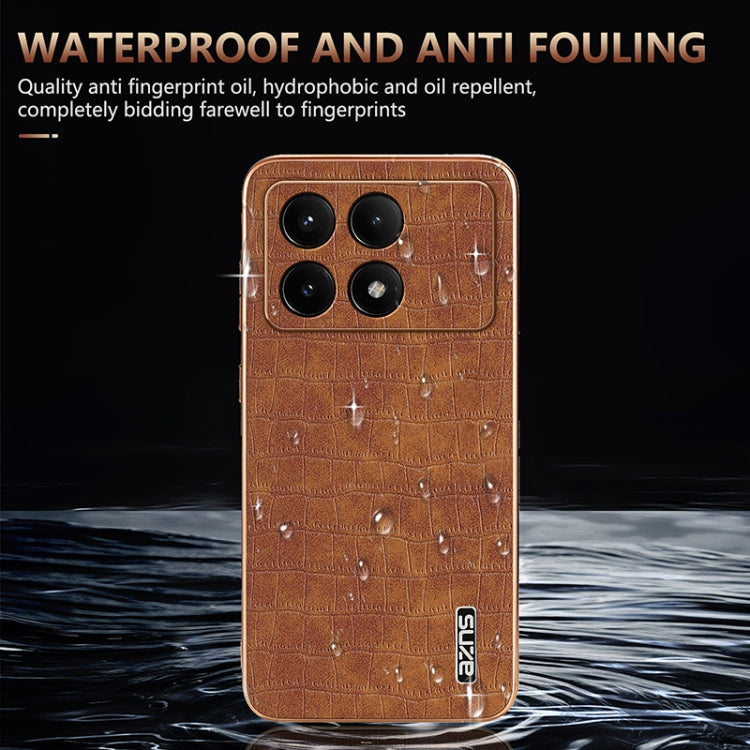 For Redmi K70E AZNS Electroplated Frame Crocodile Texture Full Coverage Phone Case