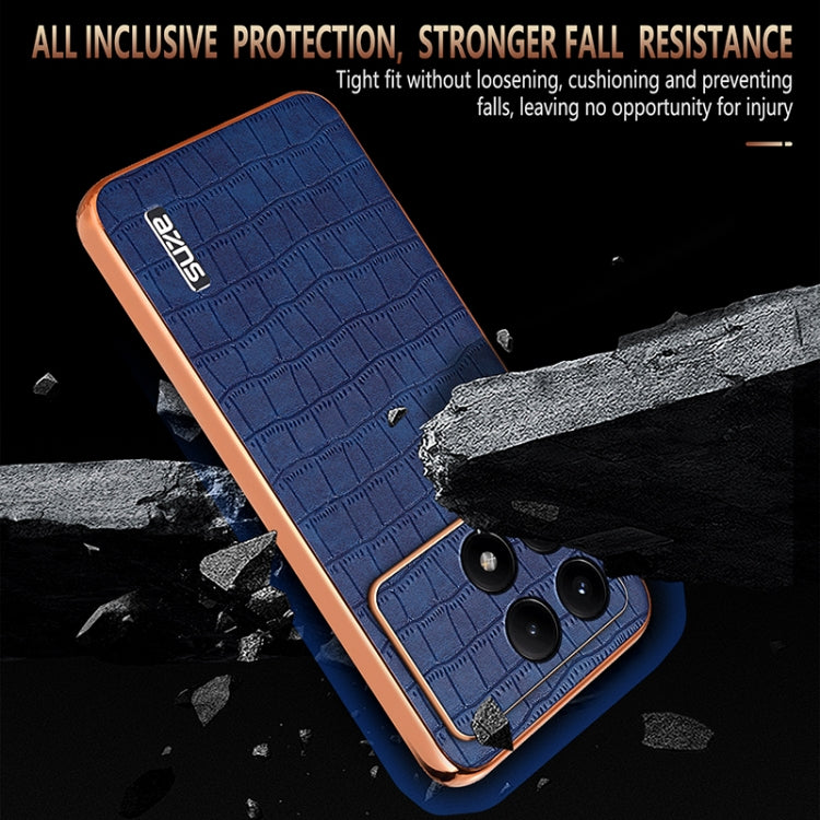 For Redmi K70E AZNS Electroplated Frame Crocodile Texture Full Coverage Phone Case