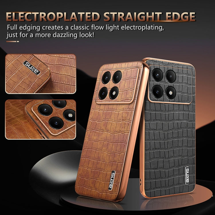 For Redmi K70E AZNS Electroplated Frame Crocodile Texture Full Coverage Phone Case