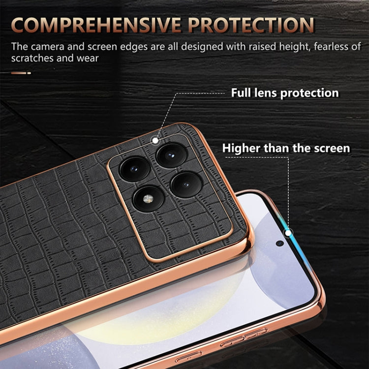 For Redmi K70E AZNS Electroplated Frame Crocodile Texture Full Coverage Phone Case