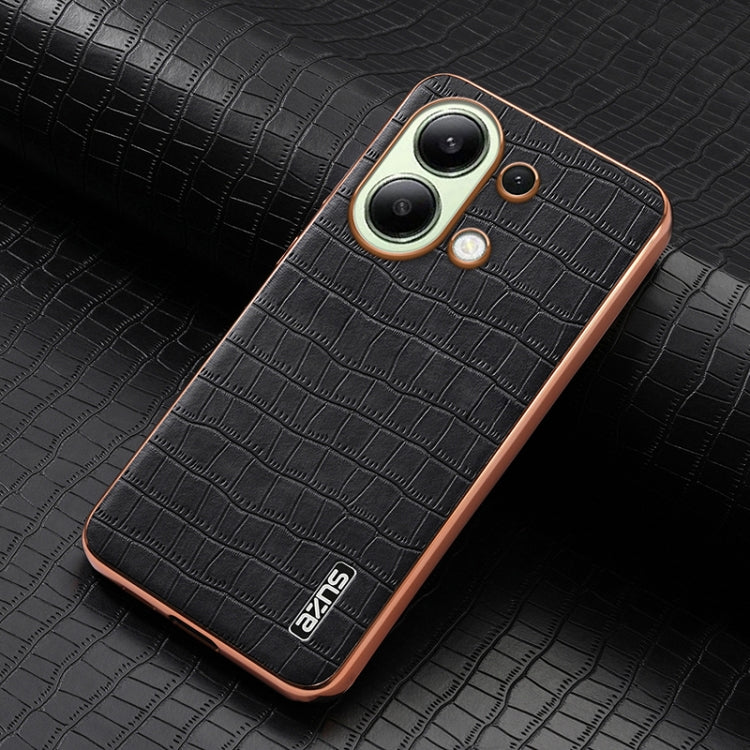 For Redmi Note 13 4G AZNS Electroplated Frame Crocodile Texture Full Coverage Phone Case