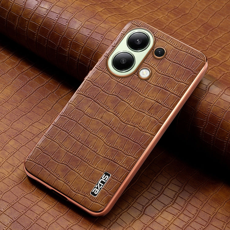 For Redmi Note 13 4G AZNS Electroplated Frame Crocodile Texture Full Coverage Phone Case