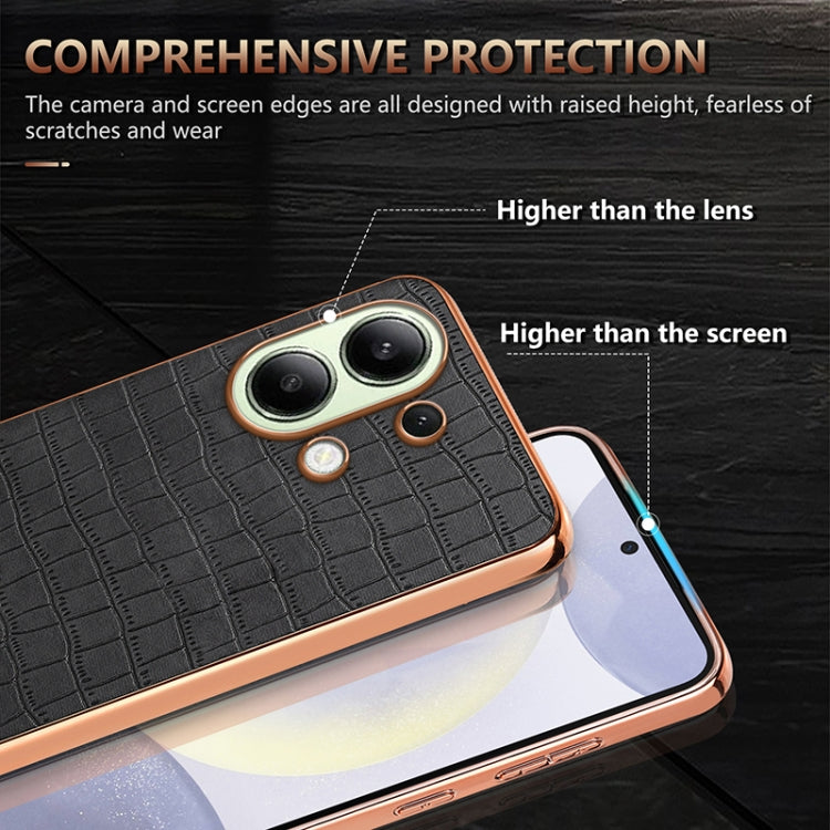 For Redmi Note 13 4G AZNS Electroplated Frame Crocodile Texture Full Coverage Phone Case