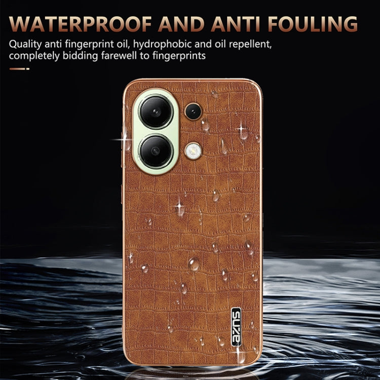 For Redmi Note 13 4G AZNS Electroplated Frame Crocodile Texture Full Coverage Phone Case