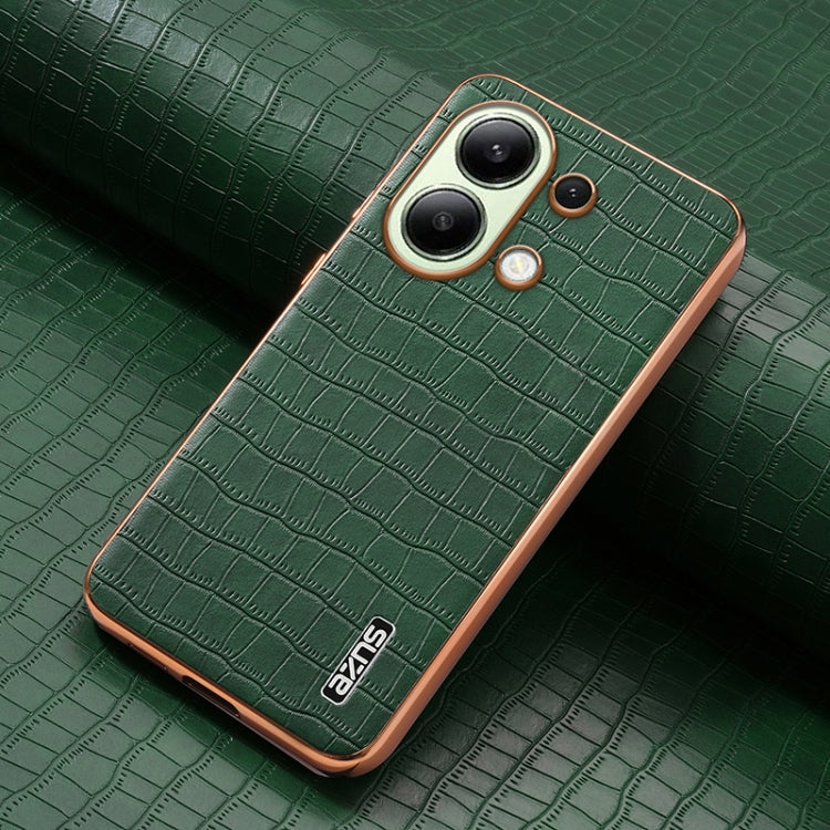 For Redmi Note 13 4G AZNS Electroplated Frame Crocodile Texture Full Coverage Phone Case