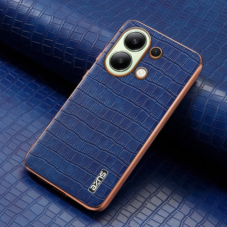 For Redmi Note 13 4G AZNS Electroplated Frame Crocodile Texture Full Coverage Phone Case